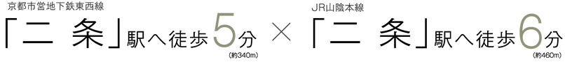 京都市営地下鉄東西線「二条」駅へ徒歩5分、京都市営地下鉄東西線「二条」駅へ徒歩6分